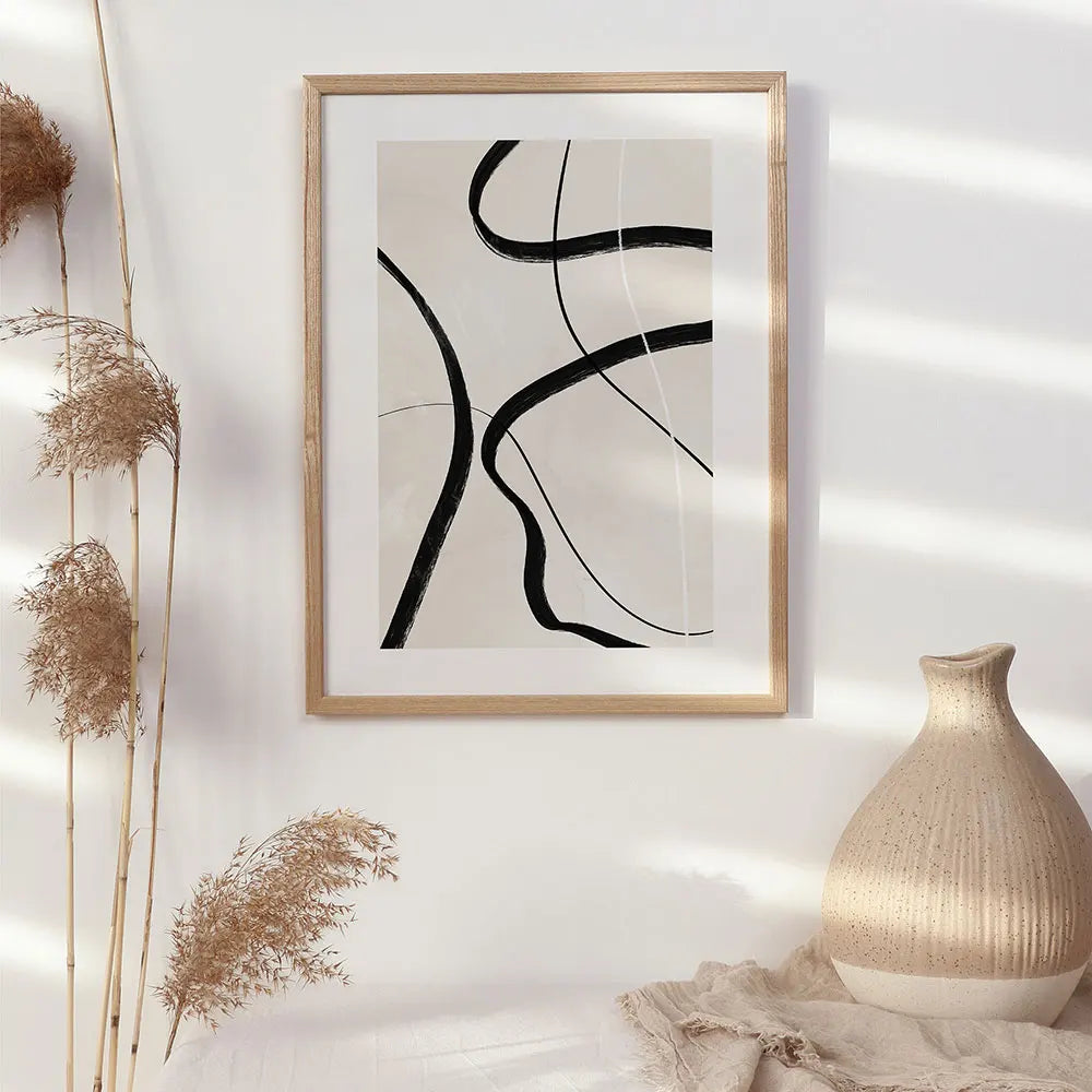 Abstract Black Beige Wall Art