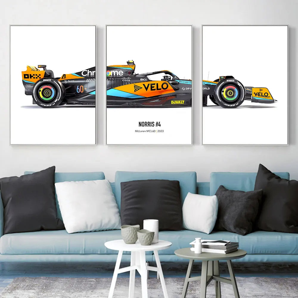 Set of 3 F1 Car Paintings
