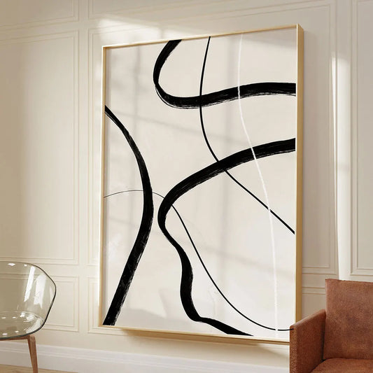 Abstract Black Beige Wall Art